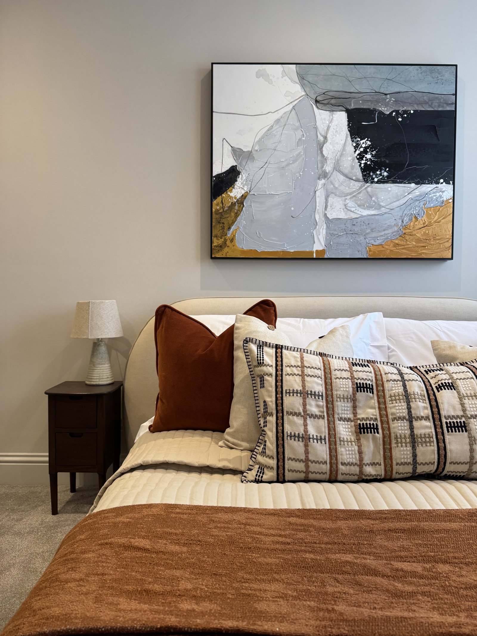 Bedroom in the show apartment, designed and installed by Aire Interiors