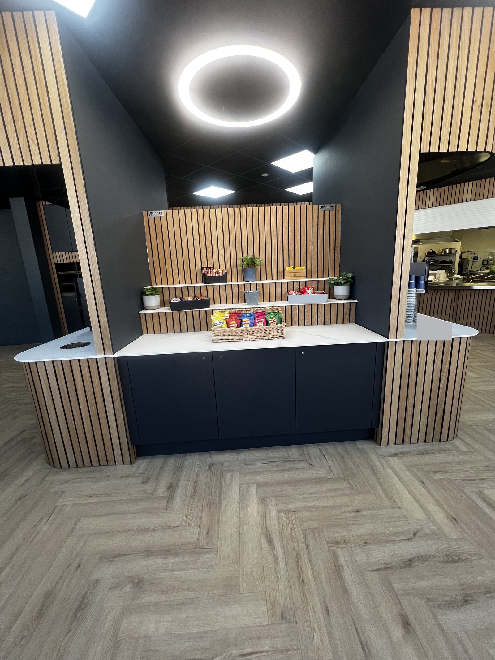 Finished servery counter, redesigned by Aire Interiors