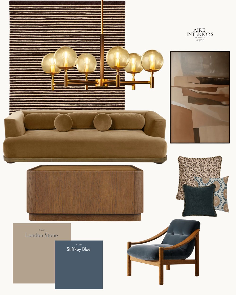 Blue & Brown moodboard by Aire Interiors