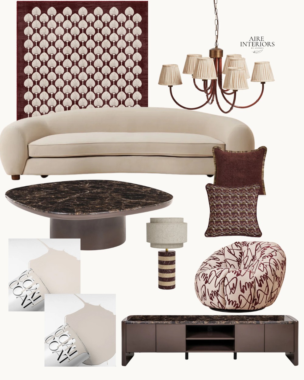 Burgundy & Neutral moodboard by Aire Interiors