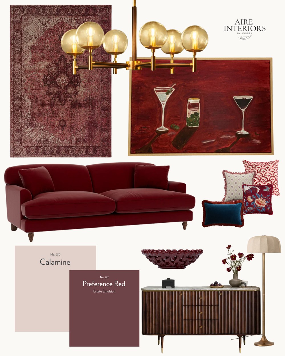 Burgundy moodboard by Aire Interiors